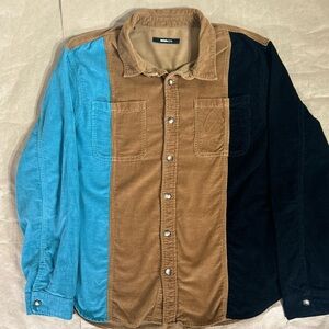 Fashion Nova Men Colorblock Corduroy Button-Up Shirt